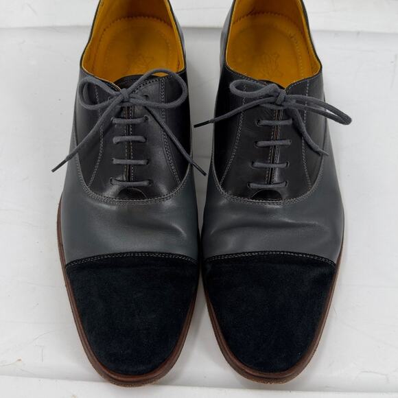 Undandy Men’s Black Suede and Black Gray Leather Oxford Shoes Size 44  11 - Picture 4 of 11